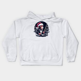 Drummer Monkey Christmas Kids Hoodie